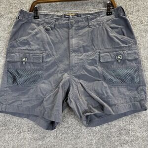 Hook & Tackle Shorts Mens 36 Gray Fishing Cargo Technical Pockets Nylon Blend